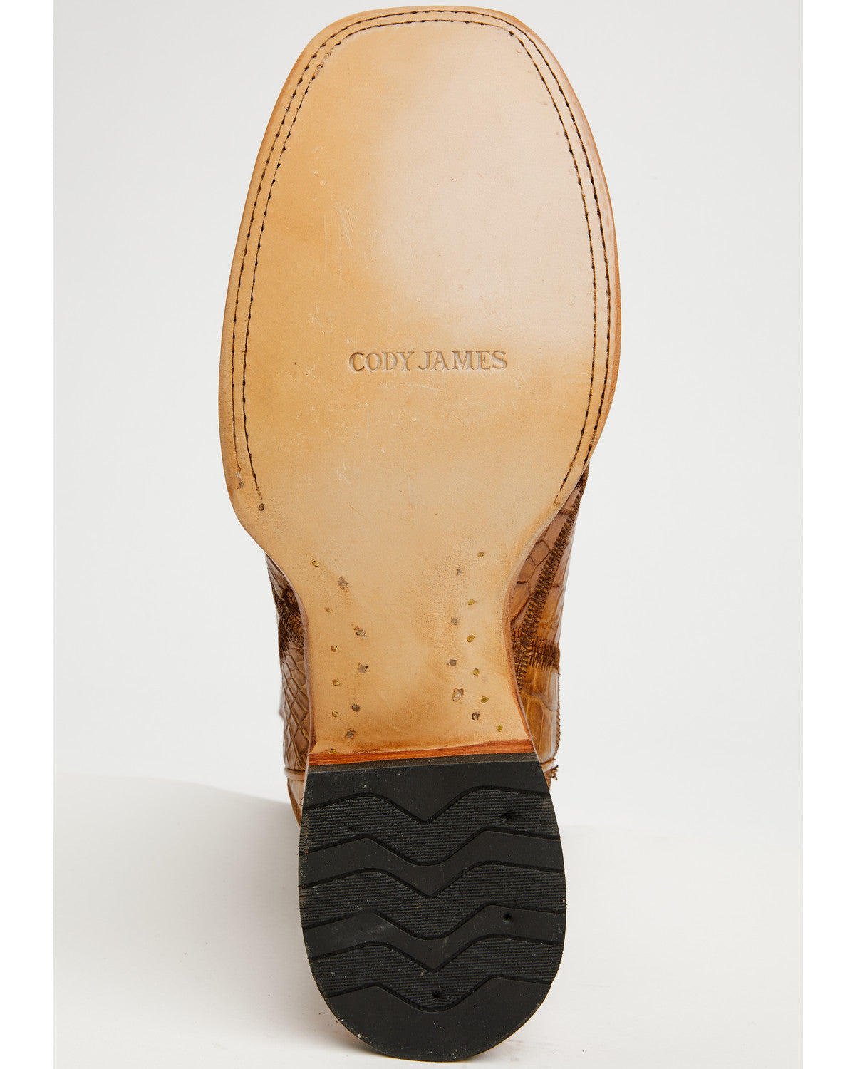 Men's Exotic American Alligator Western Boots - Broad Squar Tan