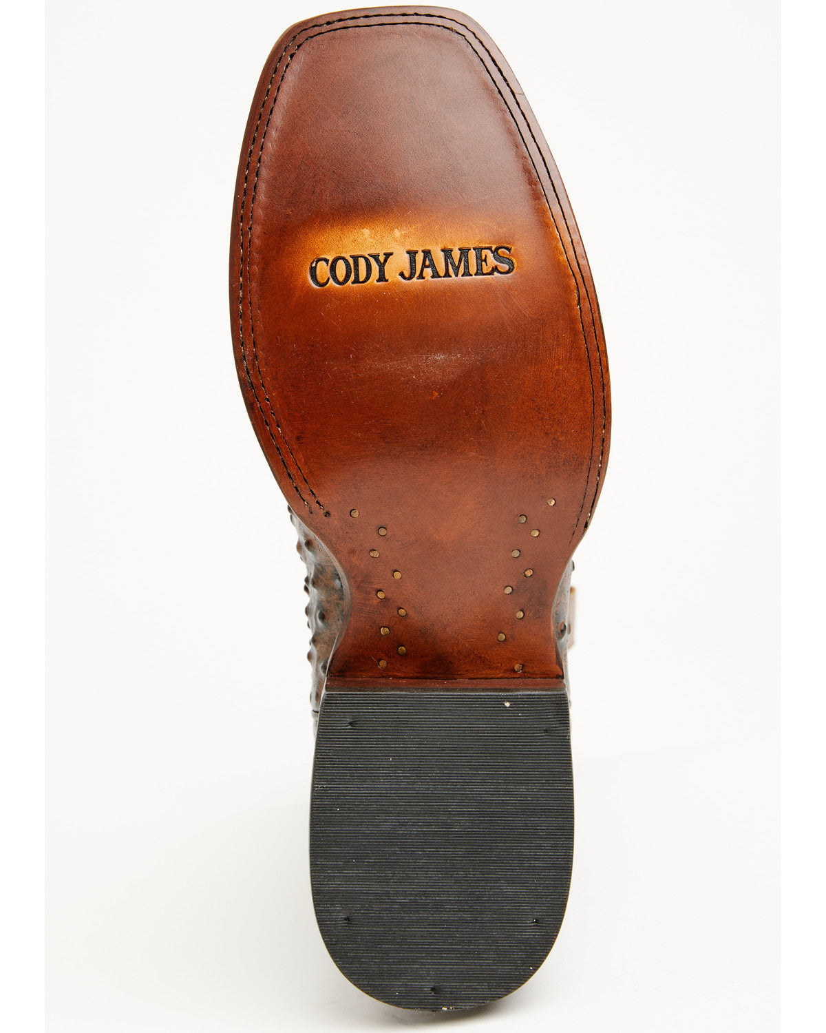 Men's Badlands Ostrich Print Western Boots - Broad Square T Brown