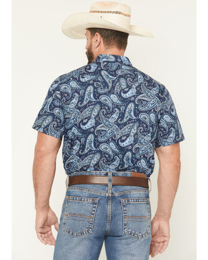Men's Westward Paisley Print Short Sleeve Snap Western Shir Navy