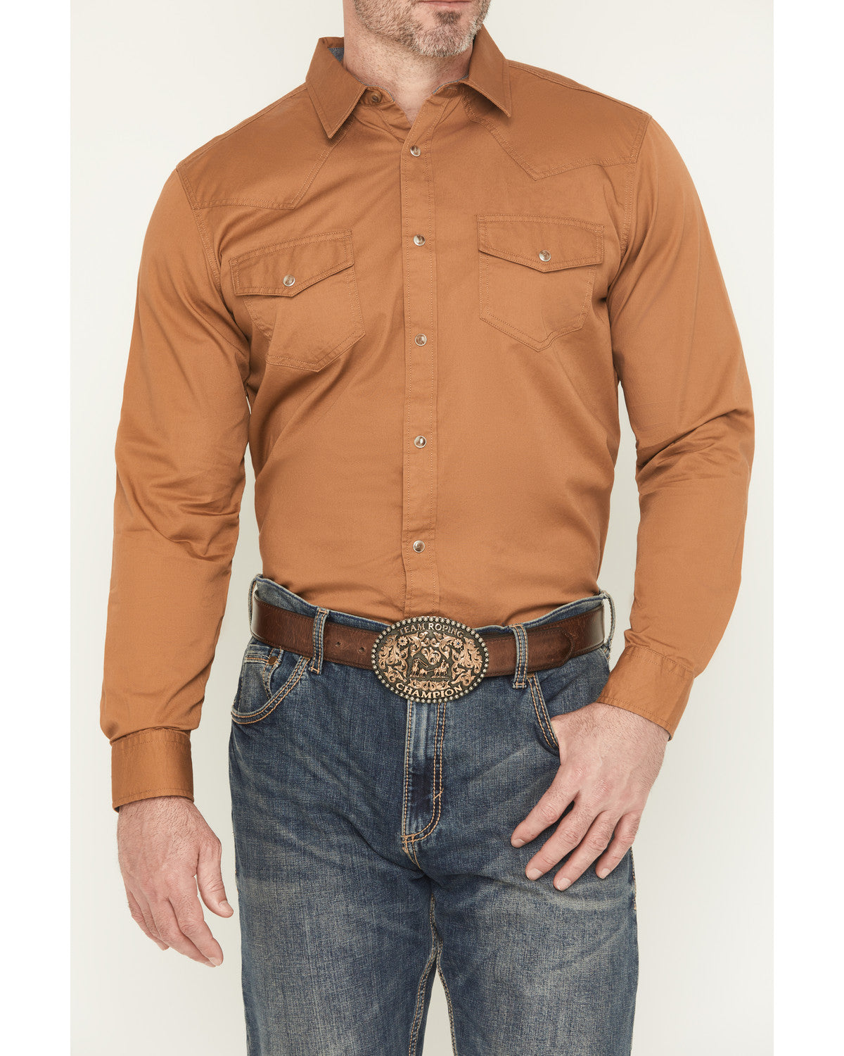 Men's Treadstone Solid Long Sleeve Snap Western Shirt - Big Camel