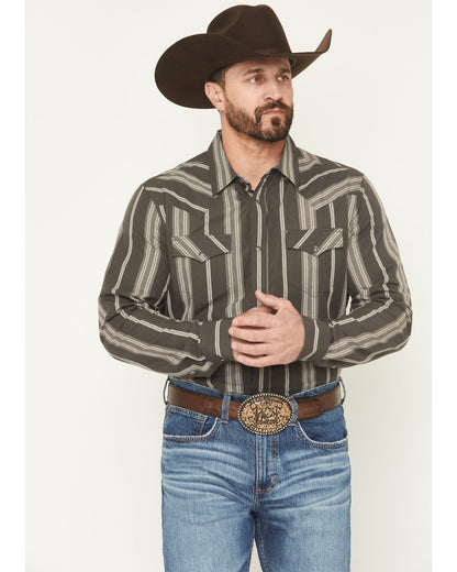 Men's Harpeth Striped Long Sleeve Snap Western Shirt Charcoal