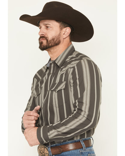 Men's Harpeth Striped Long Sleeve Snap Western Shirt Charcoal