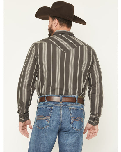 Men's Harpeth Striped Long Sleeve Snap Western Shirt Charcoal