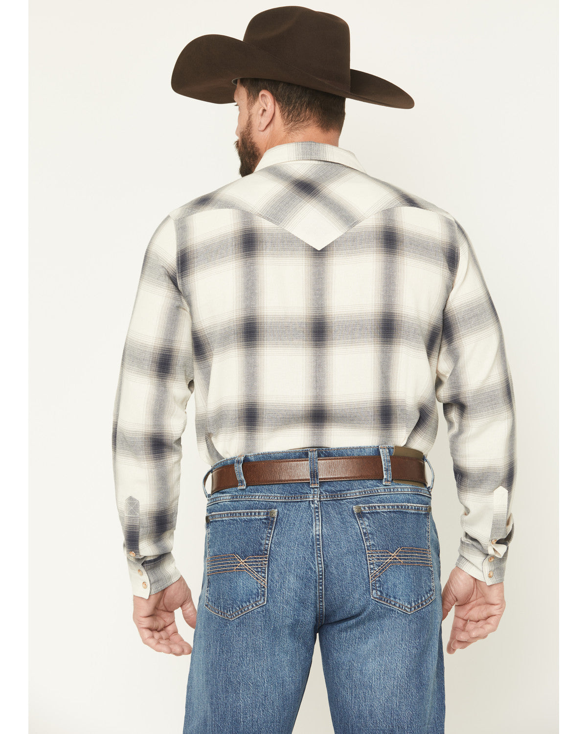 Men's Ruddiman Plaid Print Long Sleeve Snap Western Shirt - Cream