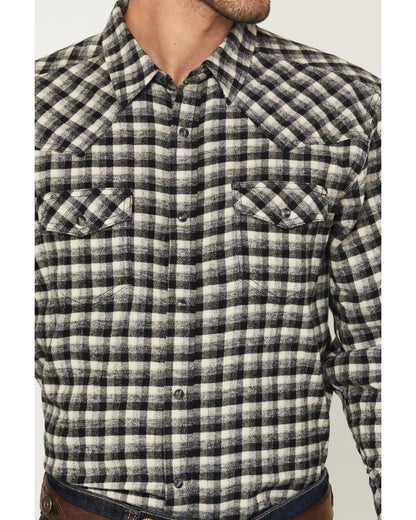Men's Ozark Highlands Plaid Print Long Sleeve Snap Flannel Black