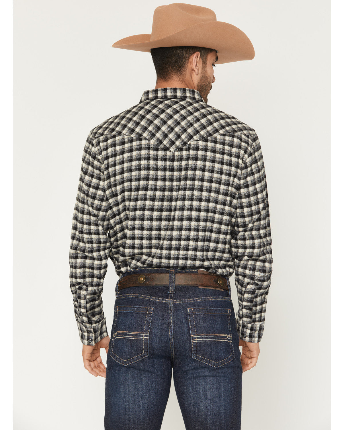 Men's Ozark Highlands Plaid Print Long Sleeve Snap Flannel Black