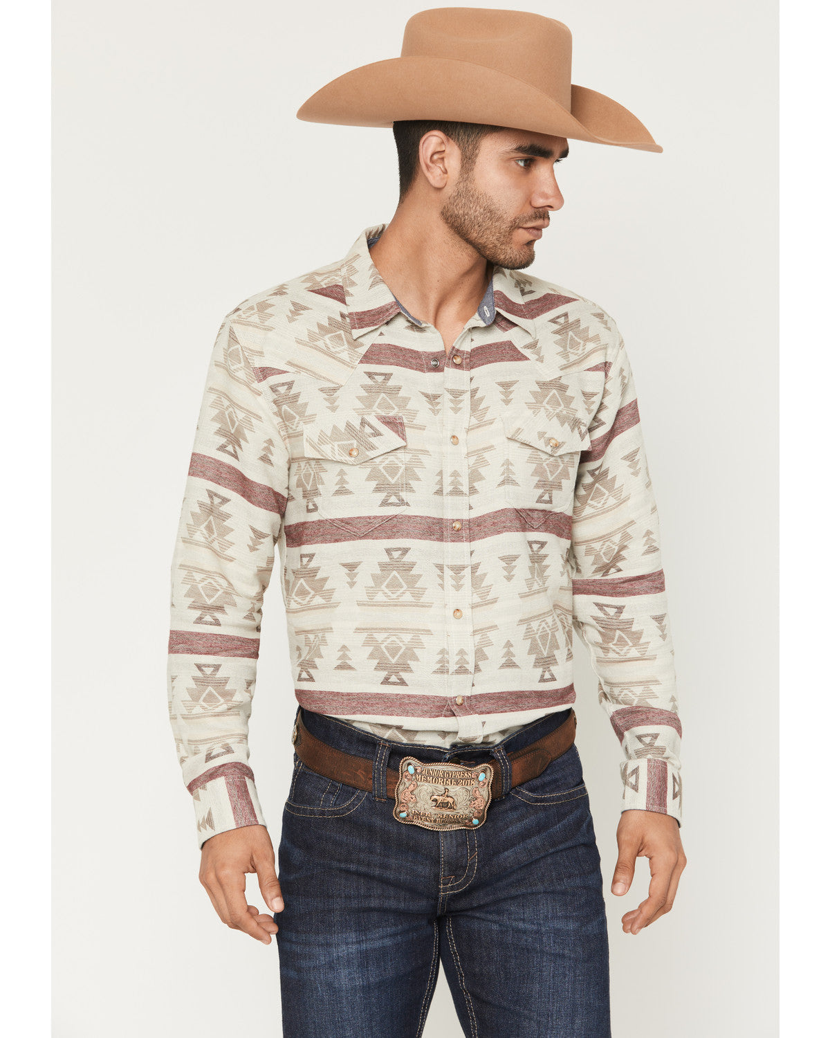 Men's Sierra Nevada Southwestern Print Long Sleeve Snap Wes Tan
