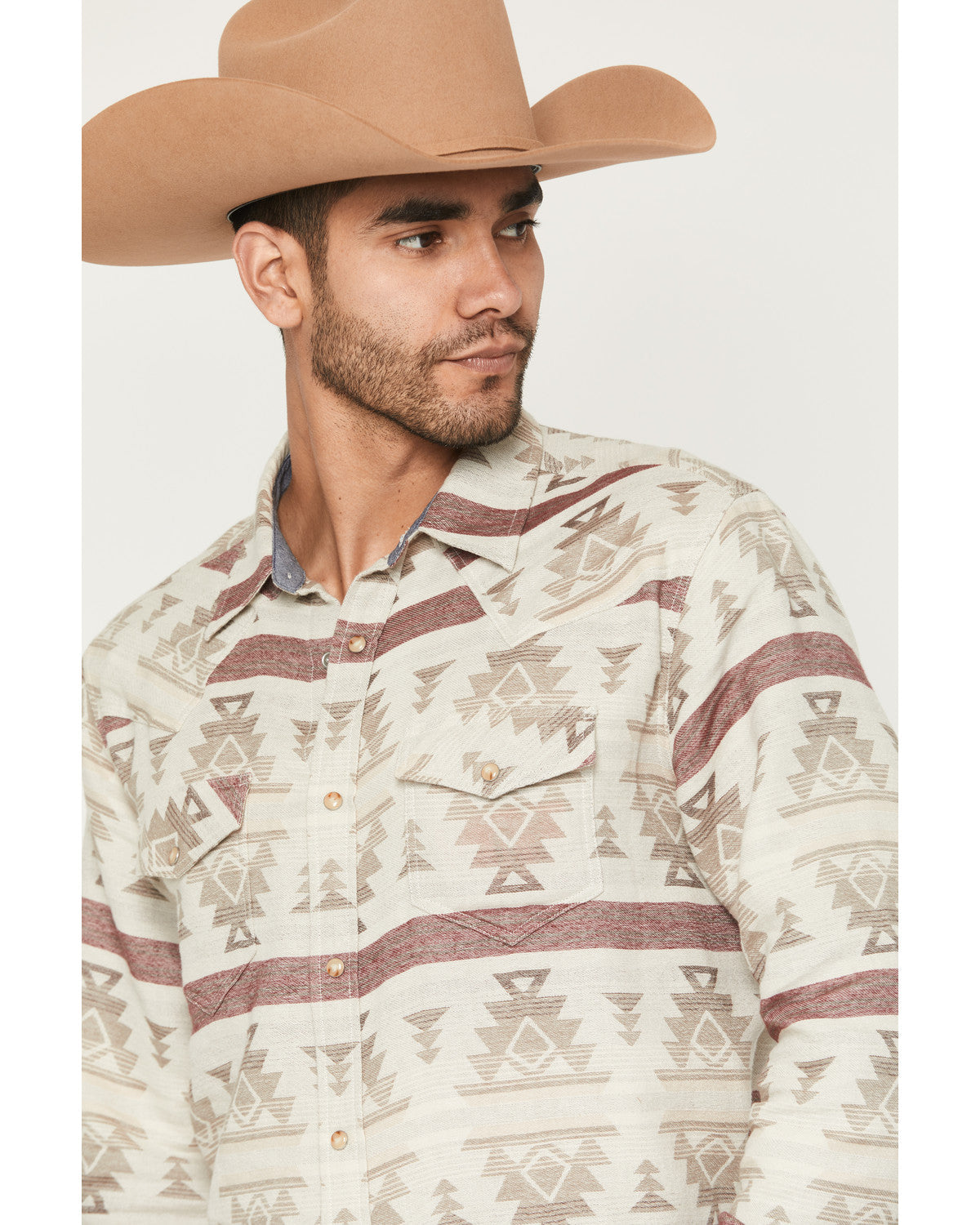 Men's Sierra Nevada Southwestern Print Long Sleeve Snap Wes Tan