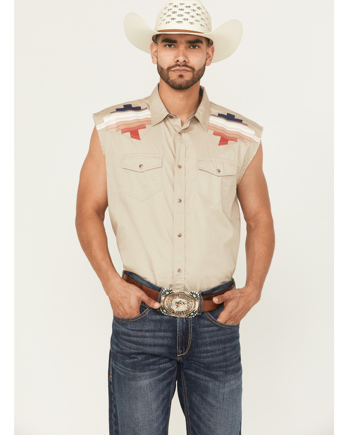 Men's Thunderbird Legends Cutoff Snap Western Shirt Tan