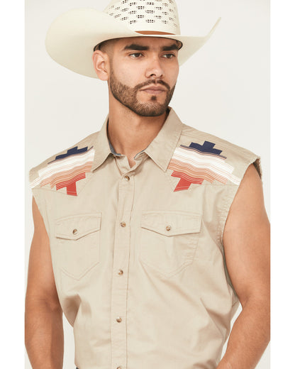 Men's Thunderbird Legends Cutoff Snap Western Shirt Tan