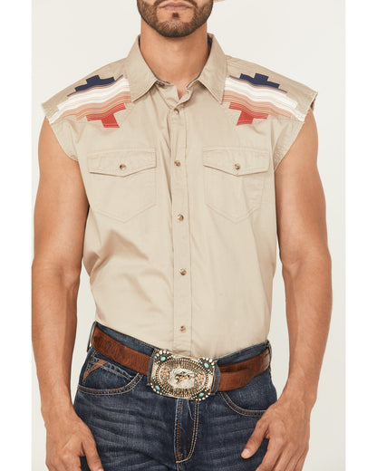Men's Thunderbird Legends Cutoff Snap Western Shirt Tan