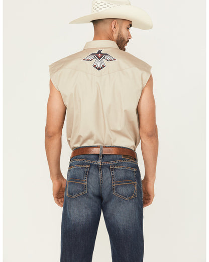 Men's Thunderbird Legends Cutoff Snap Western Shirt Tan