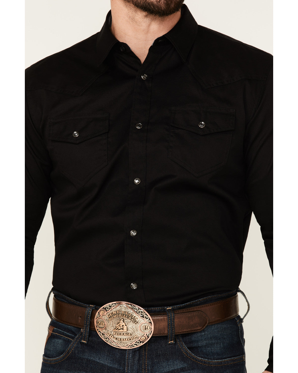 Men's Solid Treadstone Long Sleeve Pearl Snap Western Shirt Black