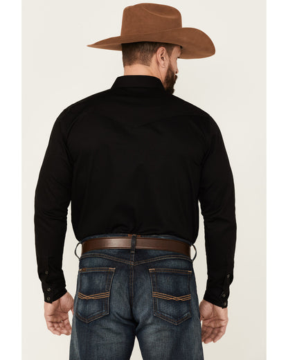 Men's Solid Treadstone Long Sleeve Pearl Snap Western Shirt Black