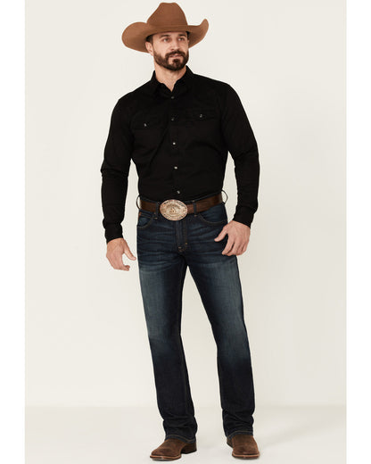 Men's Solid Treadstone Long Sleeve Snap Western Shirt - Big Black