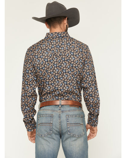 Men's Howdy Haven Floral Print Long Sleeve Snap Western Shi Blue