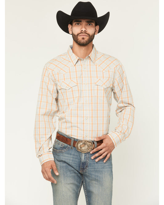 Men's Tanhue Plaid Print Long Sleeve Snap Western Shirt - T Sand