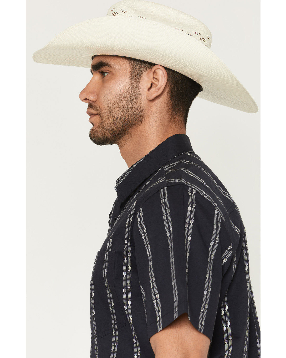 Men's Colorado Ridge Striped Short Sleeve Button-Down Stret Dark Blue