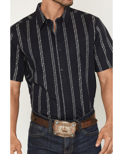 Men's Colorado Ridge Striped Short Sleeve Button-Down Stret Dark Blue