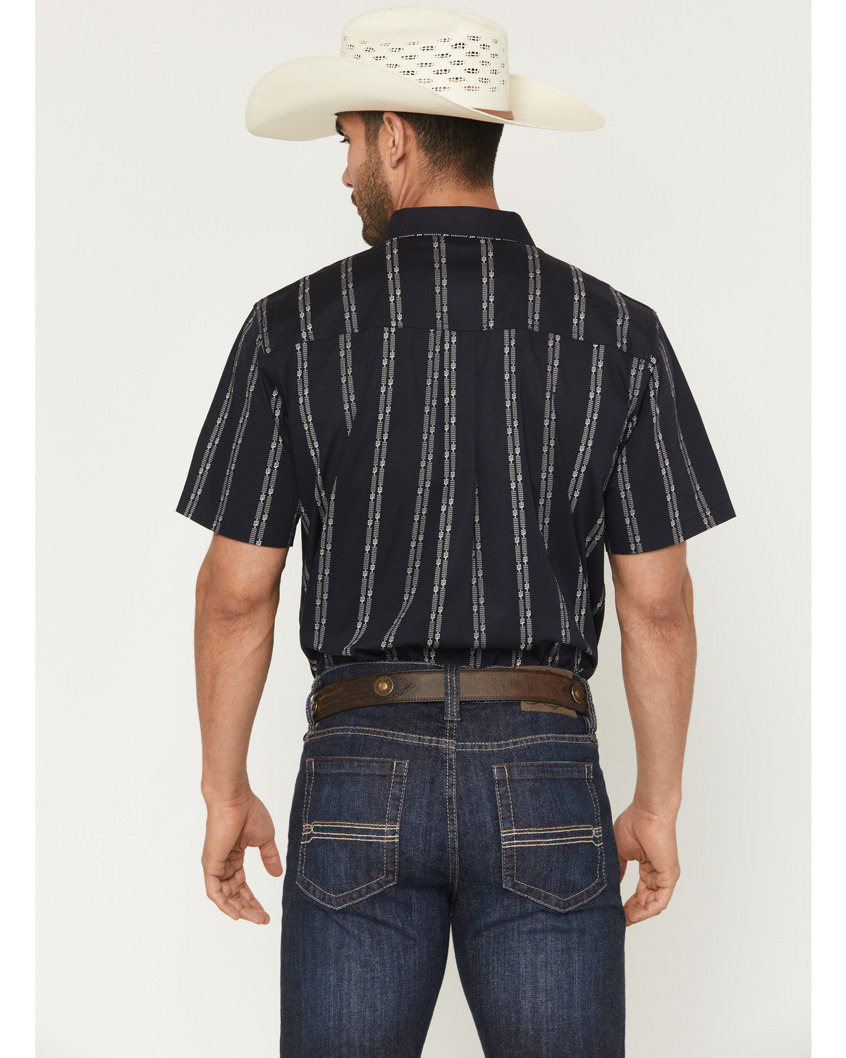 Men's Colorado Ridge Striped Short Sleeve Button-Down Stret Dark Blue