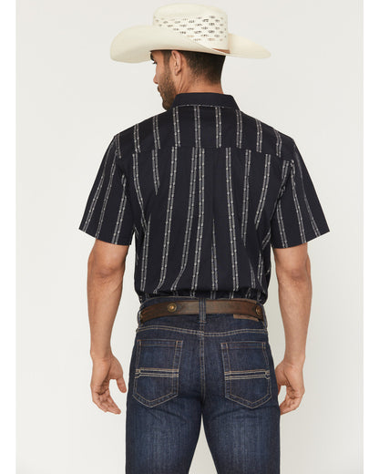 Men's Colorado Ridge Striped Short Sleeve Button-Down Stret Dark Blue