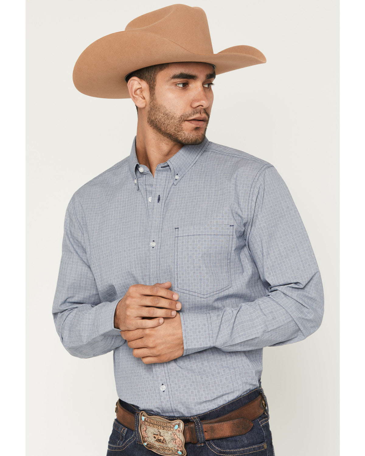 Men's Missouri Frontier Geo Print Long Sleeve Button-Down S Blue