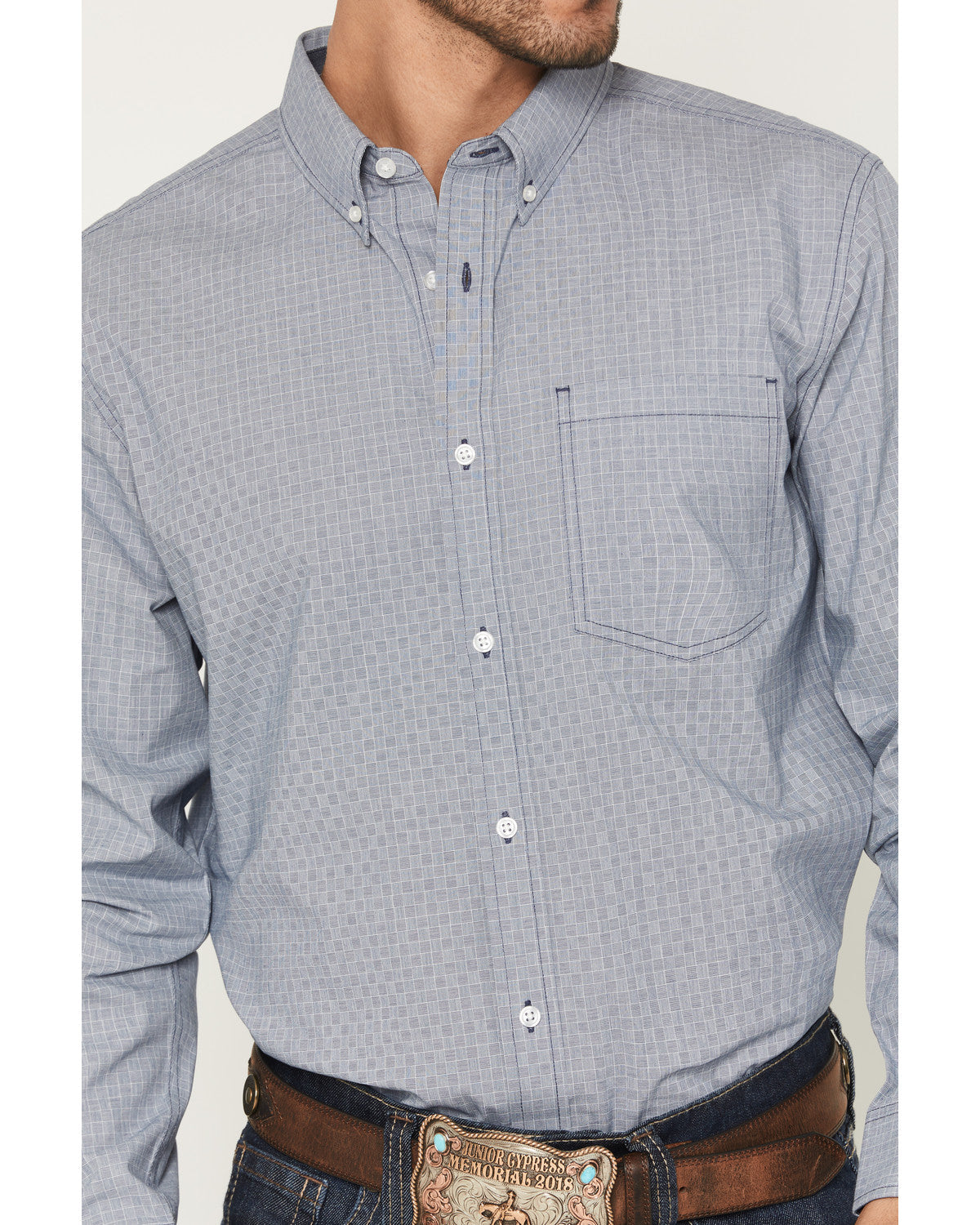 Men's Missouri Frontier Geo Print Long Sleeve Button-Down S Blue