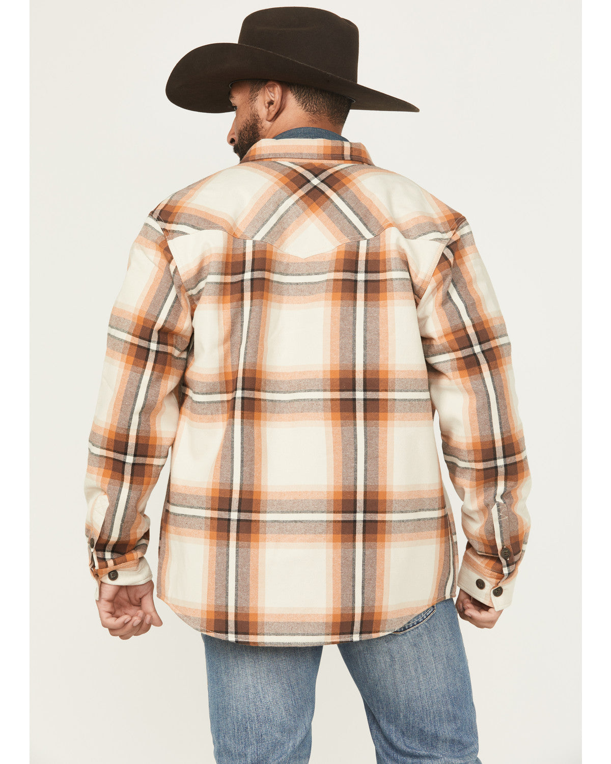 Men's Grant Plaid Print Long Sleeve Sherpa Lined Button-Dow Tan