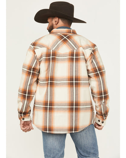 Men's Grant Plaid Print Long Sleeve Sherpa Lined Button-Dow Tan