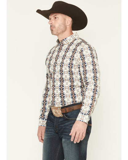 Men's Wild Prairie Southwestern Print Long Sleeve Button-Do Tan