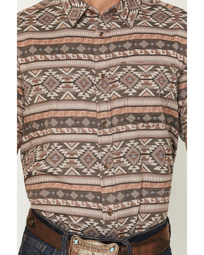 Men's Captain Southwestern Print Short Sleeve Button-Down S Brown