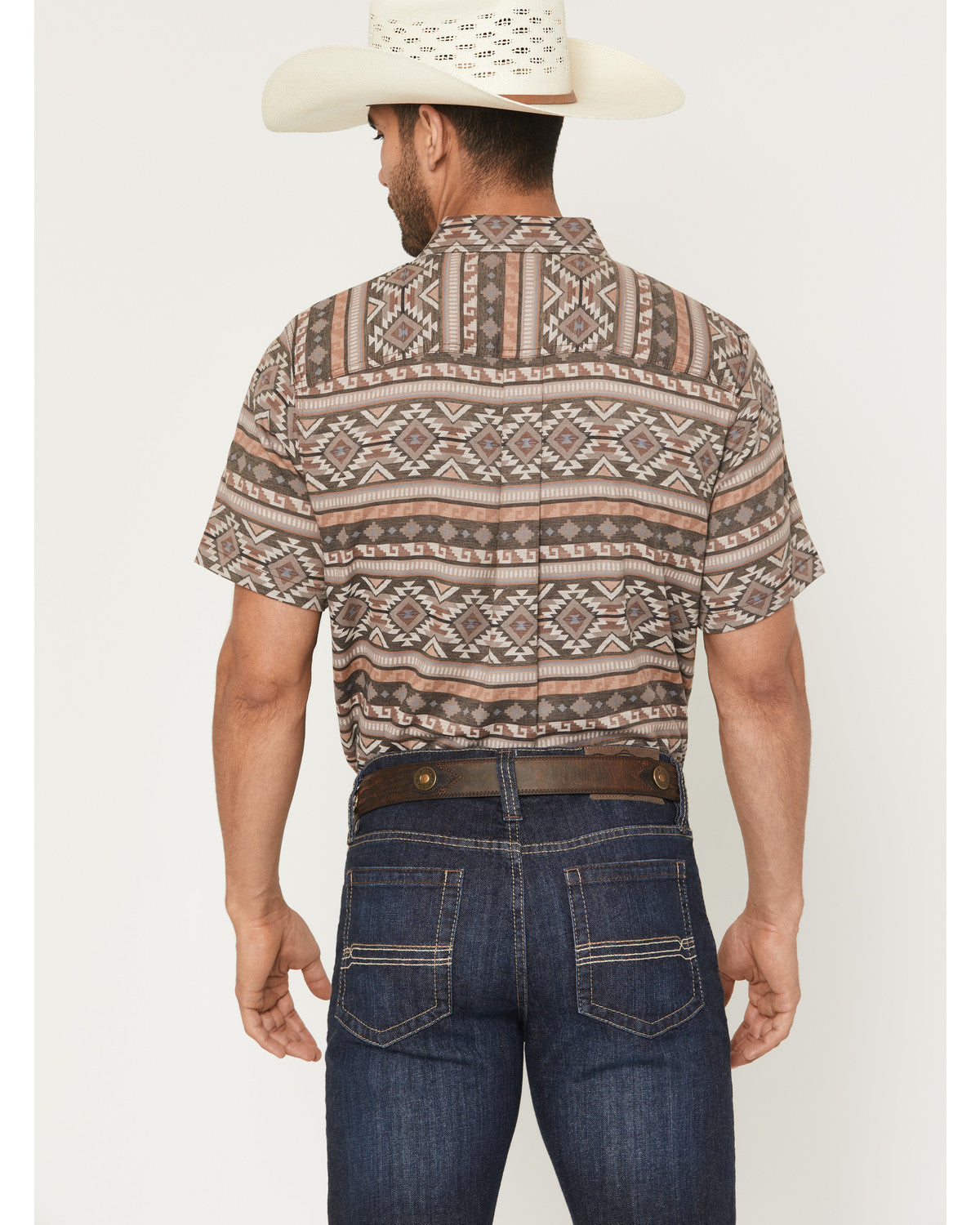 Men's Captain Southwestern Print Short Sleeve Button-Down S Brown