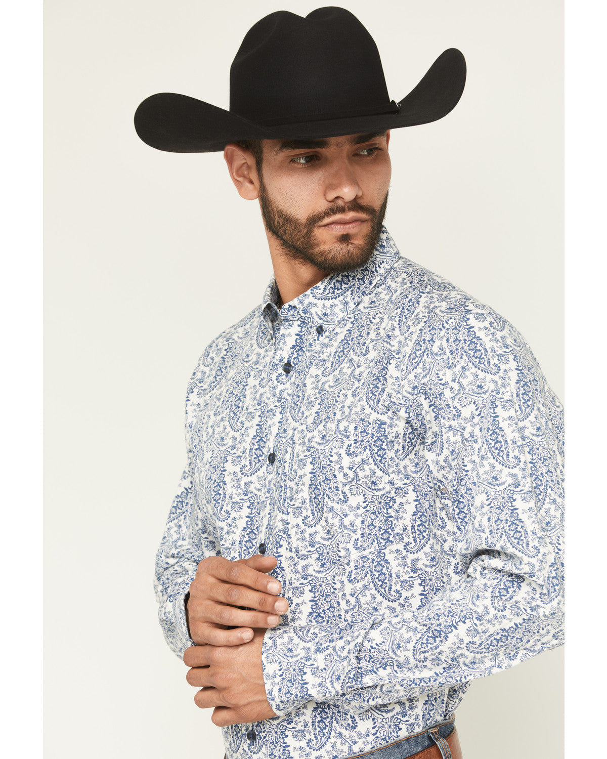 Men's Dagget 2.0 Paisley Print Long Sleeve Button-Down Stre Navy