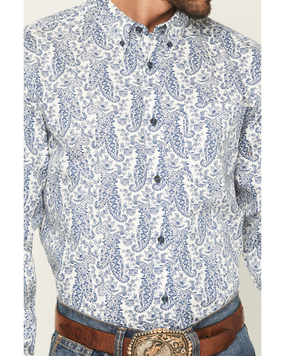 Men's Dagget 2.0 Paisley Print Long Sleeve Button-Down Stre Navy