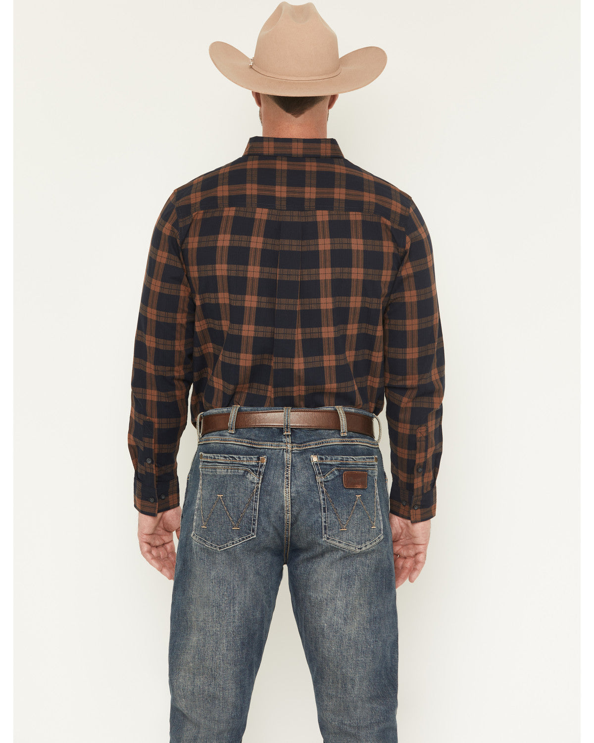 Men's Rodeo Frontier Plaid Print Long Sleeve Button-Down St Navy