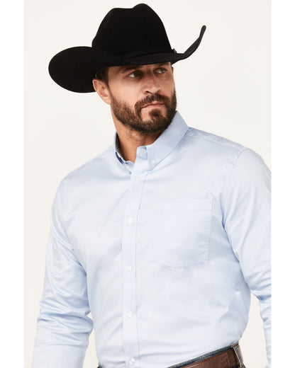 Men's Performance Twill Solid Long Sleeve Button-Down Weste Light Blue