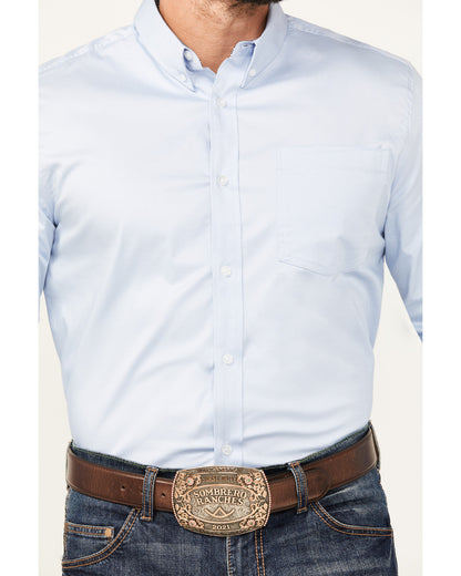 Men's Performance Twill Solid Long Sleeve Button-Down Weste Light Blue