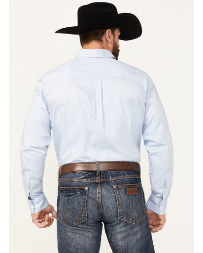 Men's Performance Twill Solid Long Sleeve Button-Down Weste Light Blue