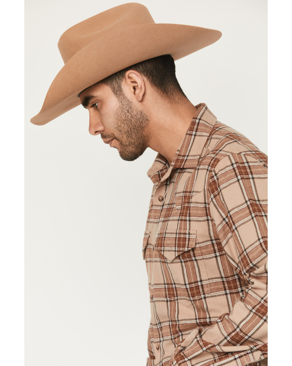 Black 1978® Men's Brenden Plaid Print Long Sleeve Button-Do Tan