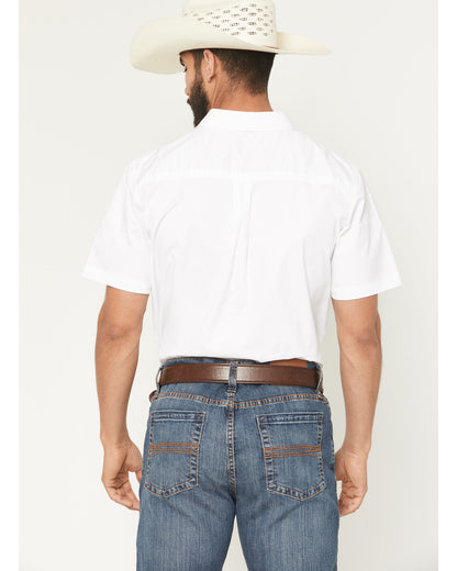 Men's Basic Twill Short Sleeve Button-Down Stretch Western White