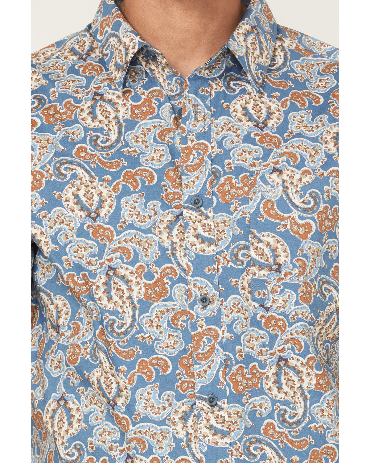 Men's Boise Paisley Print Short Sleeve Button-Down Stretch Blue