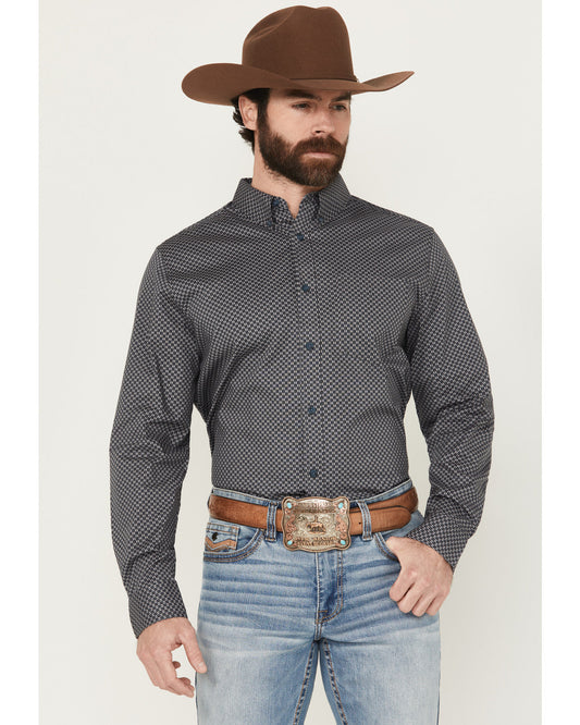 Men's San Juan Geo Print Long Sleeve Button-Down Stretch We Steel Blue