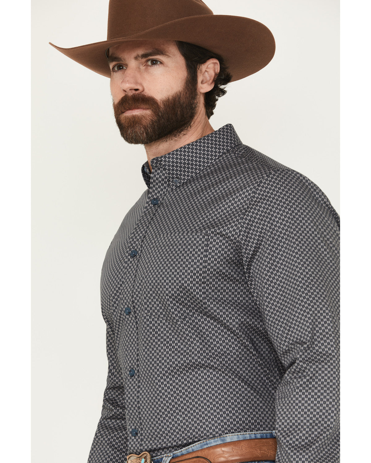 Men's San Juan Geo Print Long Sleeve Button-Down Stretch We Steel Blue