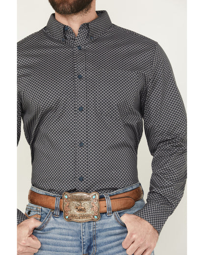 Men's San Juan Geo Print Long Sleeve Button-Down Stretch We Steel Blue