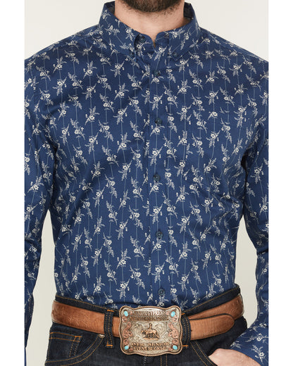 Men's Gila Grove Floral Striped Long Sleeve Button-Down Str Blue