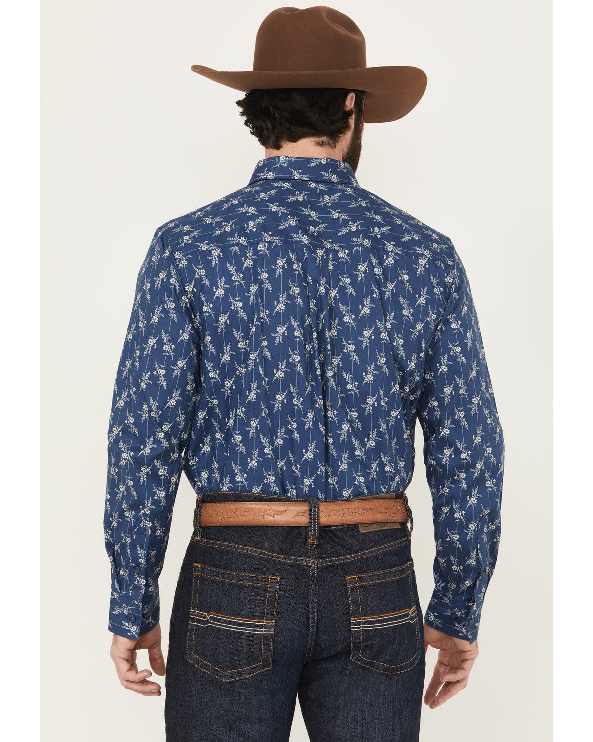 Men's Gila Grove Floral Striped Long Sleeve Button-Down Str Blue