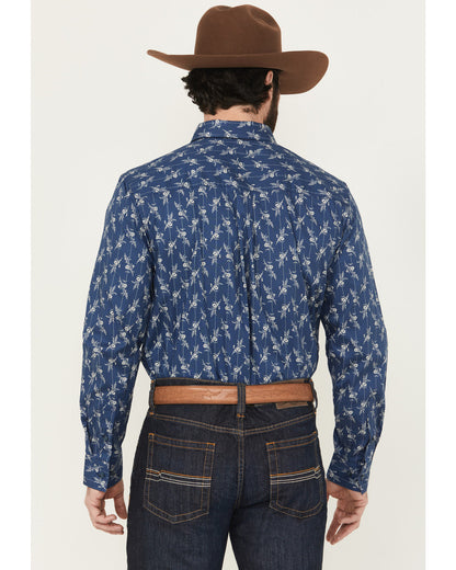 Men's Gila Grove Floral Striped Long Sleeve Button-Down Str Blue