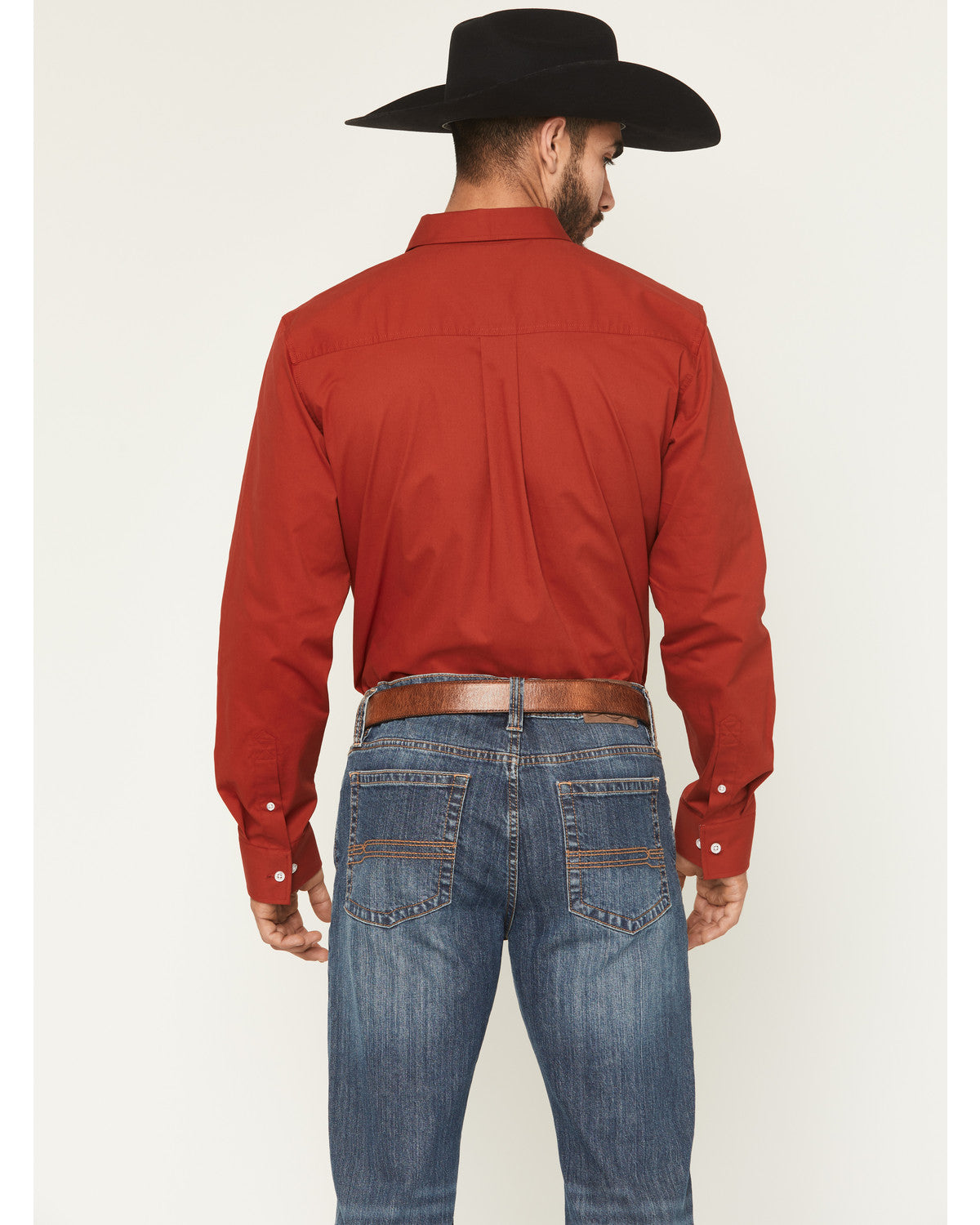 Men's Basic Twill Long Sleeve Button-Down Performance Weste Red