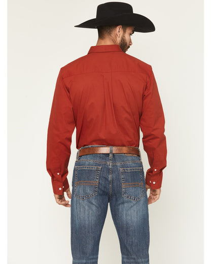 Men's Basic Twill Long Sleeve Button-Down Performance Weste Red