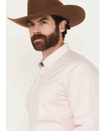 Men's Performance Twill Solid Long Sleeve Button-Down Stret Pink